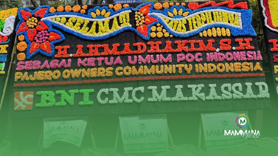 papan karangan bunga custom logo perusahaan